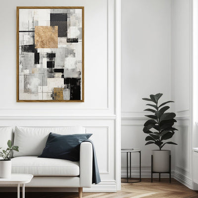 Canvas Wall Art Stretched Over Wooden Frame with Floating Frame and Gold Smoke Painting CV4170 - Al Rugaib Furniture