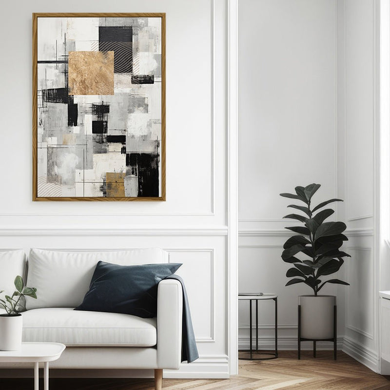 Canvas Wall Art Stretched Over Wooden Frame with Floating Frame and Gold Smoke Painting CV4170 - Al Rugaib Furniture