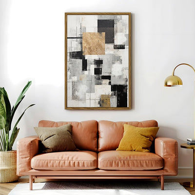 Canvas Wall Art Stretched Over Wooden Frame with Floating Frame and Gold Smoke Painting CV4170 - Al Rugaib Furniture