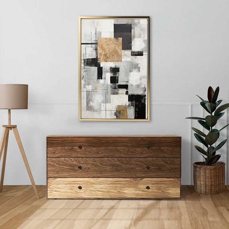 Canvas Wall Art Stretched Over Wooden Frame with Floating Frame and Gold Smoke Painting CV4170 - Al Rugaib Furniture