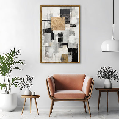 Canvas Wall Art Stretched Over Wooden Frame with Floating Frame and Gold Smoke Painting CV4170 - Al Rugaib Furniture