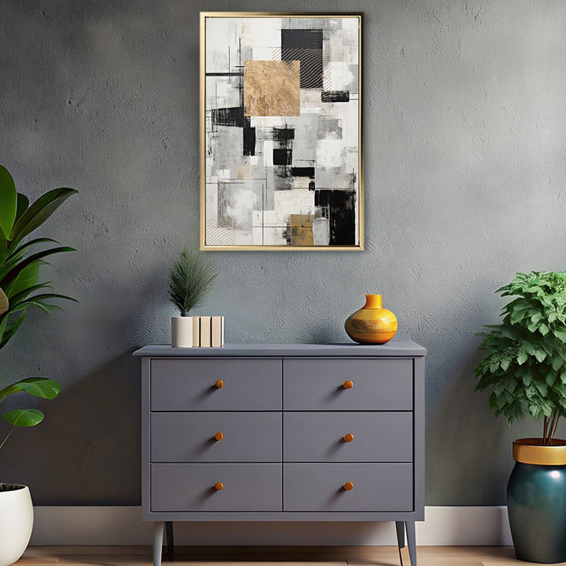 Canvas Wall Art Stretched Over Wooden Frame with Floating Frame and Gold Smoke Painting CV4170 - Al Rugaib Furniture