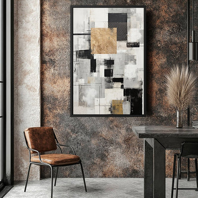 Canvas Wall Art Stretched Over Wooden Frame with Floating Frame and Gold Smoke Painting CV4170 - Al Rugaib Furniture