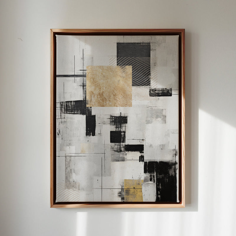 Canvas Wall Art Stretched Over Wooden Frame with Floating Frame and Gold Smoke Painting CV4170 - Al Rugaib Furniture