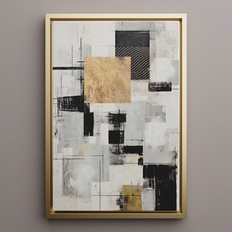 Canvas Wall Art Stretched Over Wooden Frame with Floating Frame and Gold Smoke Painting CV4170 - Al Rugaib Furniture