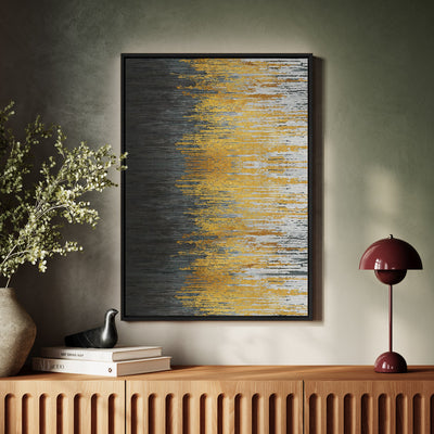 Canvas Wall Art Stretched Over Wooden Frame with Floating Frame and Golden Forest Abstract Painting CV4171 - Al Rugaib Furniture