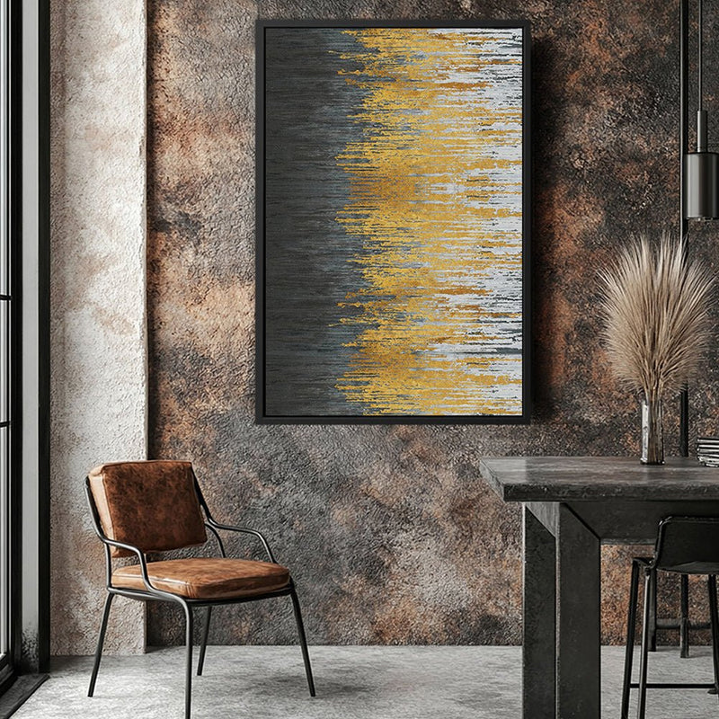Canvas Wall Art Stretched Over Wooden Frame with Floating Frame and Golden Forest Abstract Painting CV4171 - Al Rugaib Furniture