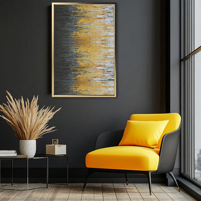 Canvas Wall Art Stretched Over Wooden Frame with Floating Frame and Golden Forest Abstract Painting CV4171 - Al Rugaib Furniture