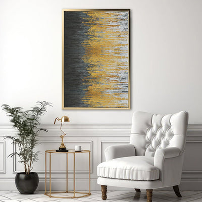 Canvas Wall Art Stretched Over Wooden Frame with Floating Frame and Golden Forest Abstract Painting CV4171 - Al Rugaib Furniture