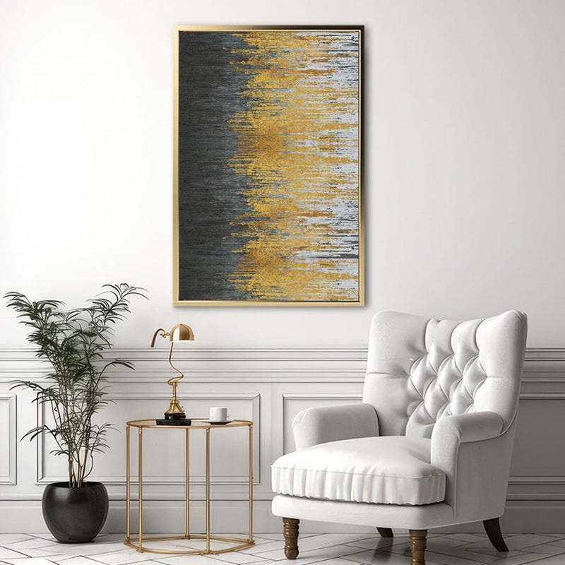 Canvas Wall Art Stretched Over Wooden Frame with Floating Frame and Golden Forest Abstract Painting CV4171 - Al Rugaib Furniture