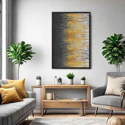 Canvas Wall Art Stretched Over Wooden Frame with Floating Frame and Golden Forest Abstract Painting CV4171 - Al Rugaib Furniture