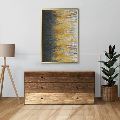 Canvas Wall Art Stretched Over Wooden Frame with Floating Frame and Golden Forest Abstract Painting CV4171 - Al Rugaib Furniture