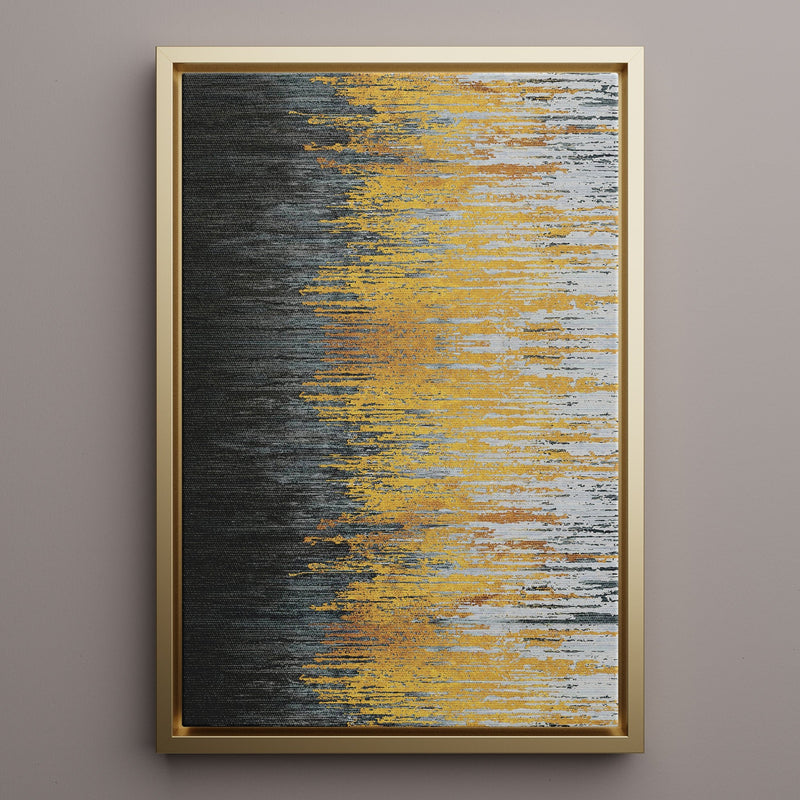 Canvas Wall Art Stretched Over Wooden Frame with Floating Frame and Golden Forest Abstract Painting CV4171 - Al Rugaib Furniture