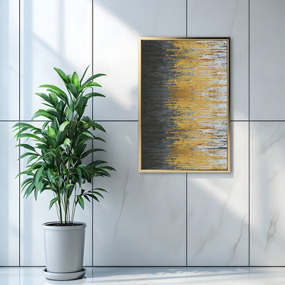 Canvas Wall Art Stretched Over Wooden Frame with Floating Frame and Golden Forest Abstract Painting CV4171 - Al Rugaib Furniture