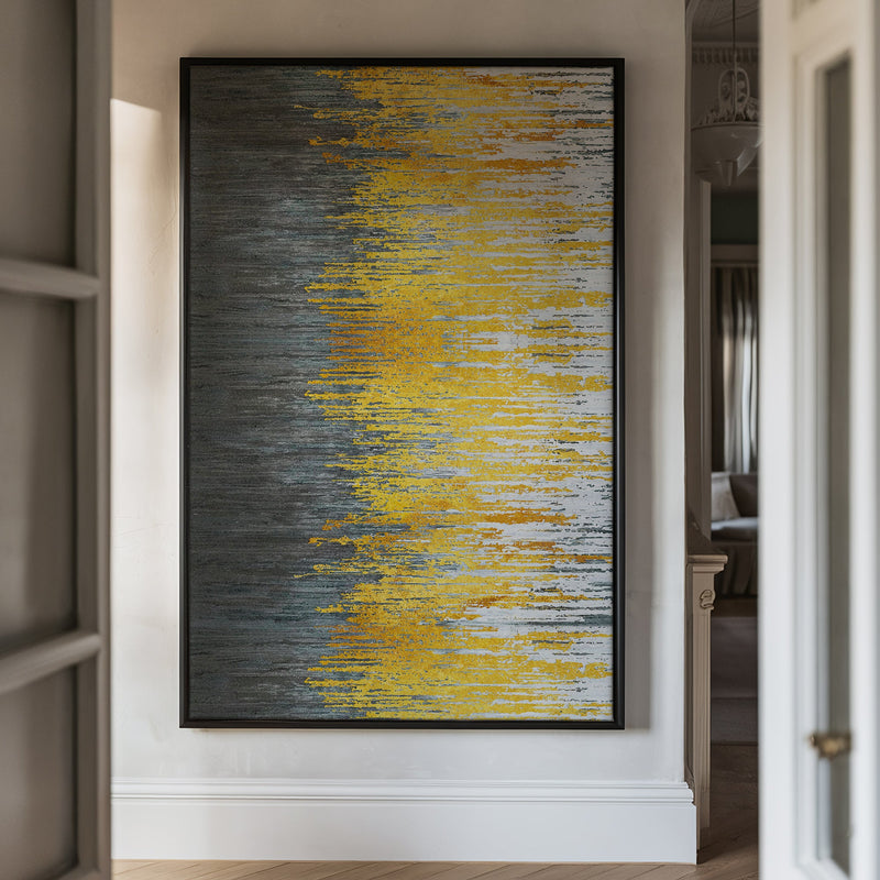 Canvas Wall Art Stretched Over Wooden Frame with Floating Frame and Golden Forest Abstract Painting CV4171 - Al Rugaib Furniture