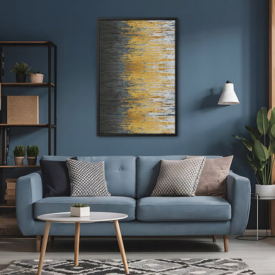 Canvas Wall Art Stretched Over Wooden Frame with Floating Frame and Golden Forest Abstract Painting CV4171 - Al Rugaib Furniture