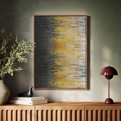Canvas Wall Art Stretched Over Wooden Frame with Floating Frame and Golden Forest Abstract Painting CV4171 - Al Rugaib Furniture