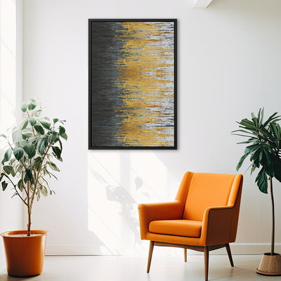 Canvas Wall Art Stretched Over Wooden Frame with Floating Frame and Golden Forest Abstract Painting CV4171 - Al Rugaib Furniture