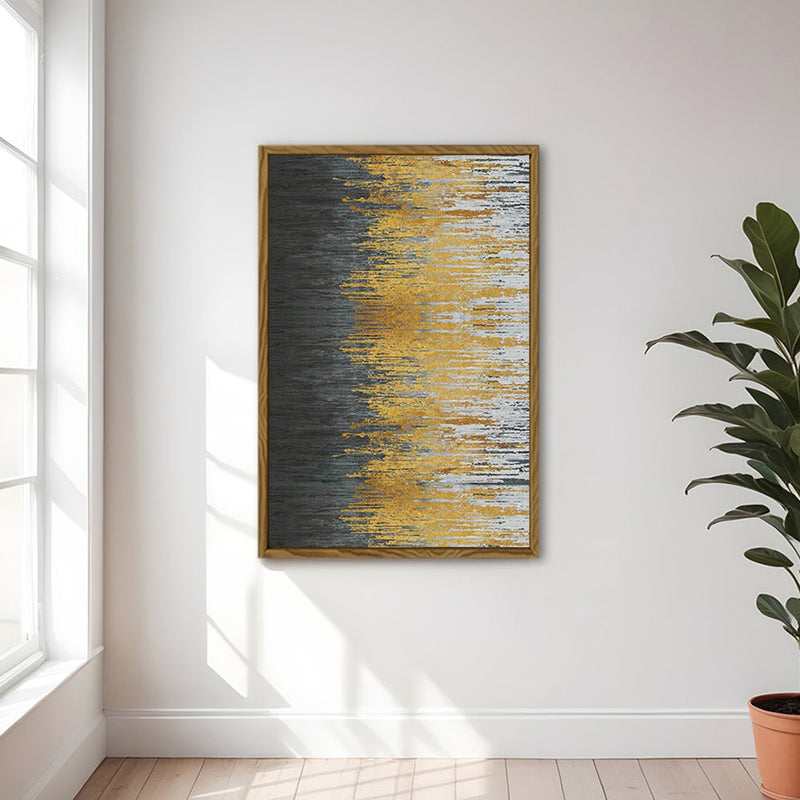 Canvas Wall Art Stretched Over Wooden Frame with Floating Frame and Golden Forest Abstract Painting CV4171 - Al Rugaib Furniture