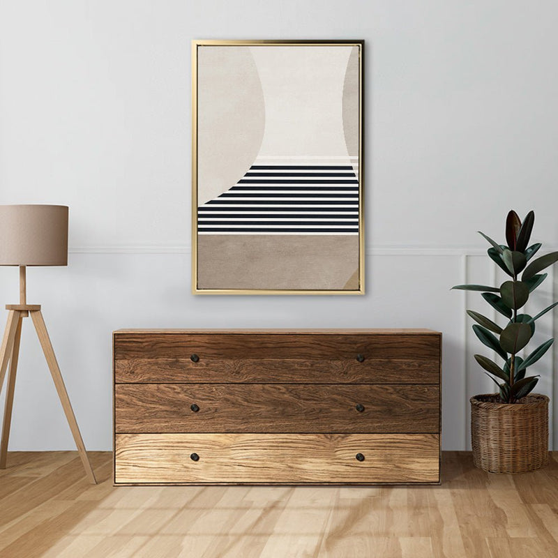 Canvas Wall Art Stretched Over Wooden Frame with Floating Frame and Golden Horse Abstract Painting CV4173 - Al Rugaib Furniture