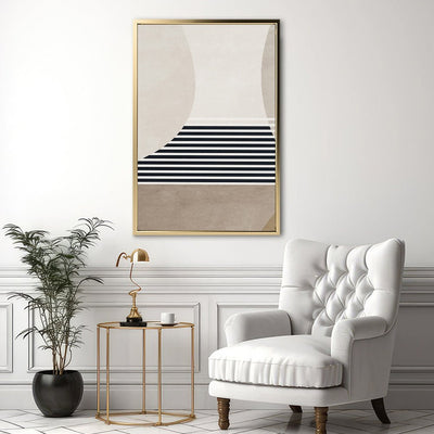 Canvas Wall Art Stretched Over Wooden Frame with Floating Frame and Golden Horse Abstract Painting CV4173 - Al Rugaib Furniture