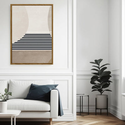 Canvas Wall Art Stretched Over Wooden Frame with Floating Frame and Golden Horse Abstract Painting CV4173 - Al Rugaib Furniture