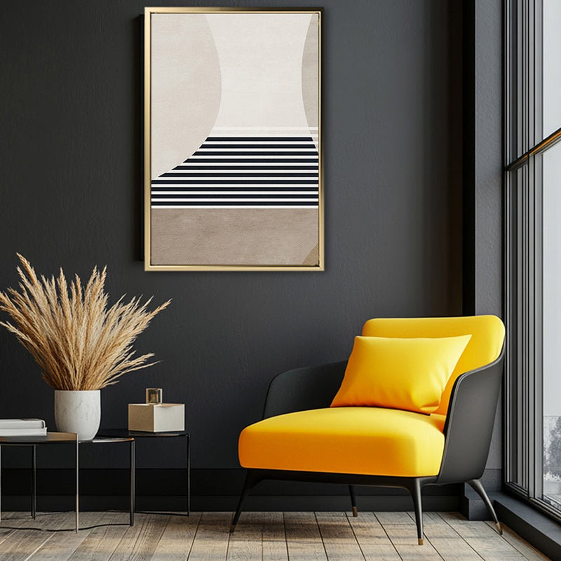 Canvas Wall Art Stretched Over Wooden Frame with Floating Frame and Golden Horse Abstract Painting CV4173 - Al Rugaib Furniture