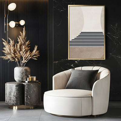 Canvas Wall Art Stretched Over Wooden Frame with Floating Frame and Golden Horse Abstract Painting CV4173 - Al Rugaib Furniture