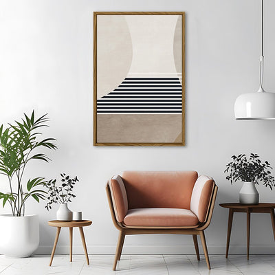 Canvas Wall Art Stretched Over Wooden Frame with Floating Frame and Golden Horse Abstract Painting CV4173 - Al Rugaib Furniture