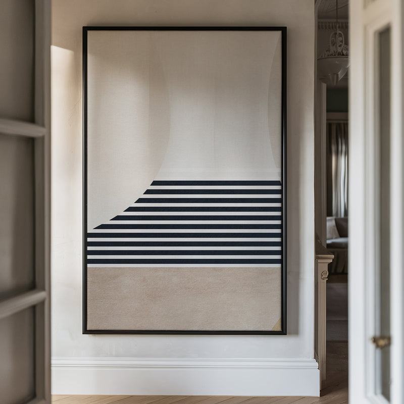 Canvas Wall Art Stretched Over Wooden Frame with Floating Frame and Golden Horse Abstract Painting CV4173 - Al Rugaib Furniture