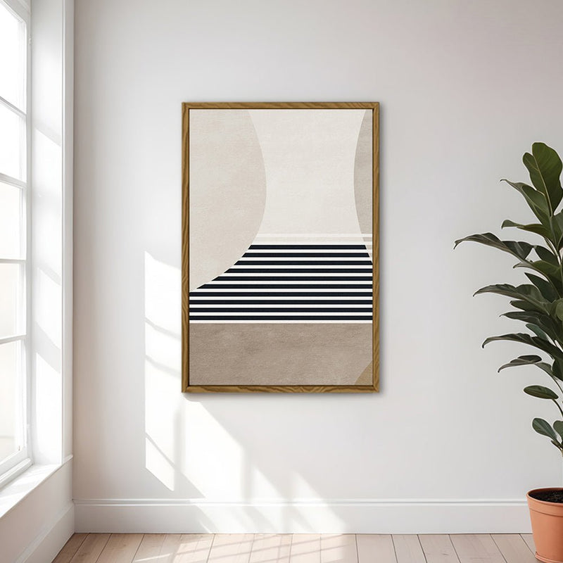 Canvas Wall Art Stretched Over Wooden Frame with Floating Frame and Golden Horse Abstract Painting CV4173 - Al Rugaib Furniture