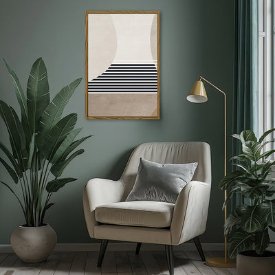 Canvas Wall Art Stretched Over Wooden Frame with Floating Frame and Golden Horse Abstract Painting CV4173 - Al Rugaib Furniture