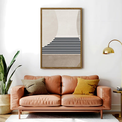 Canvas Wall Art Stretched Over Wooden Frame with Floating Frame and Golden Horse Abstract Painting CV4173 - Al Rugaib Furniture