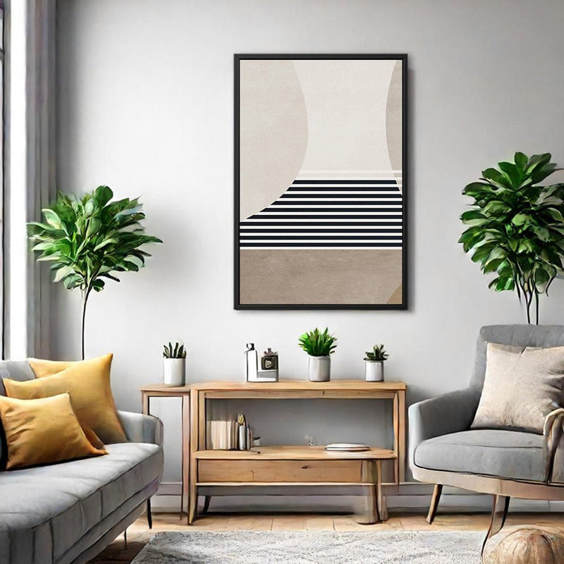 Canvas Wall Art Stretched Over Wooden Frame with Floating Frame and Golden Horse Abstract Painting CV4173 - Al Rugaib Furniture