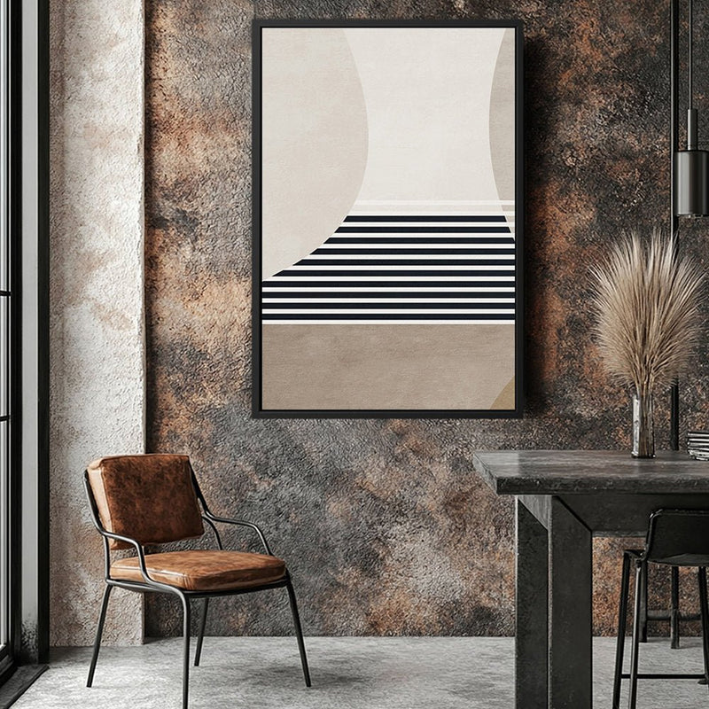 Canvas Wall Art Stretched Over Wooden Frame with Floating Frame and Golden Horse Abstract Painting CV4173 - Al Rugaib Furniture