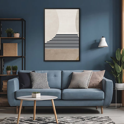 Canvas Wall Art Stretched Over Wooden Frame with Floating Frame and Golden Horse Abstract Painting CV4173 - Al Rugaib Furniture