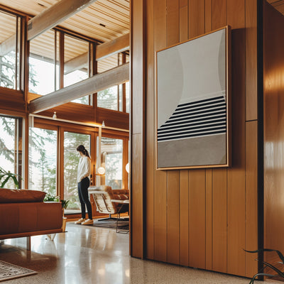 Canvas Wall Art Stretched Over Wooden Frame with Floating Frame and Golden Horse Abstract Painting CV4173 - Al Rugaib Furniture