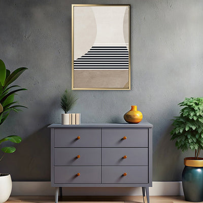 Canvas Wall Art Stretched Over Wooden Frame with Floating Frame and Golden Horse Abstract Painting CV4173 - Al Rugaib Furniture