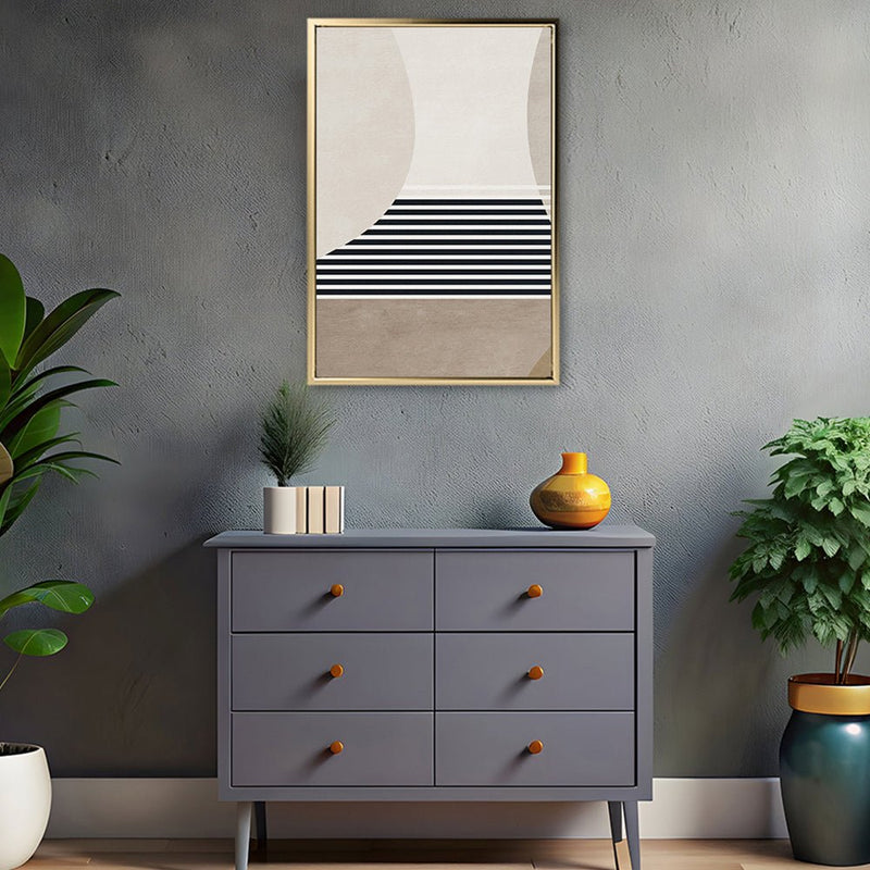 Canvas Wall Art Stretched Over Wooden Frame with Floating Frame and Golden Horse Abstract Painting CV4173 - Al Rugaib Furniture