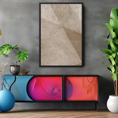 Canvas Wall Art Stretched Over Wooden Frame with Floating Frame and Golden Horse Abstract Painting CV4174 - Al Rugaib Furniture