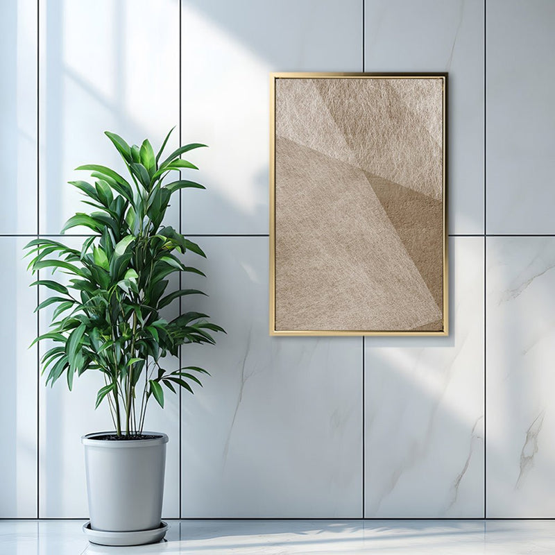 Canvas Wall Art Stretched Over Wooden Frame with Floating Frame and Golden Horse Abstract Painting CV4174 - Al Rugaib Furniture