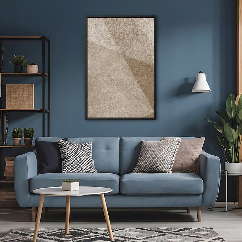 Canvas Wall Art Stretched Over Wooden Frame with Floating Frame and Golden Horse Abstract Painting CV4174 - Al Rugaib Furniture