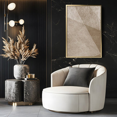 Canvas Wall Art Stretched Over Wooden Frame with Floating Frame and Golden Horse Abstract Painting CV4174 - Al Rugaib Furniture