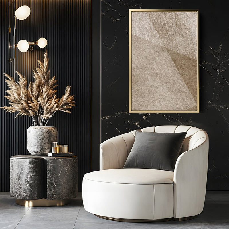 Canvas Wall Art Stretched Over Wooden Frame with Floating Frame and Golden Horse Abstract Painting CV4174 - Al Rugaib Furniture