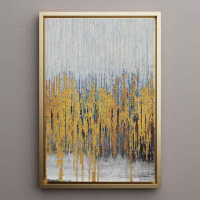 Canvas Wall Art Stretched Over Wooden Frame with Floating Frame and Golden Lines Abstract Painting CV4177 - Al Rugaib Furniture
