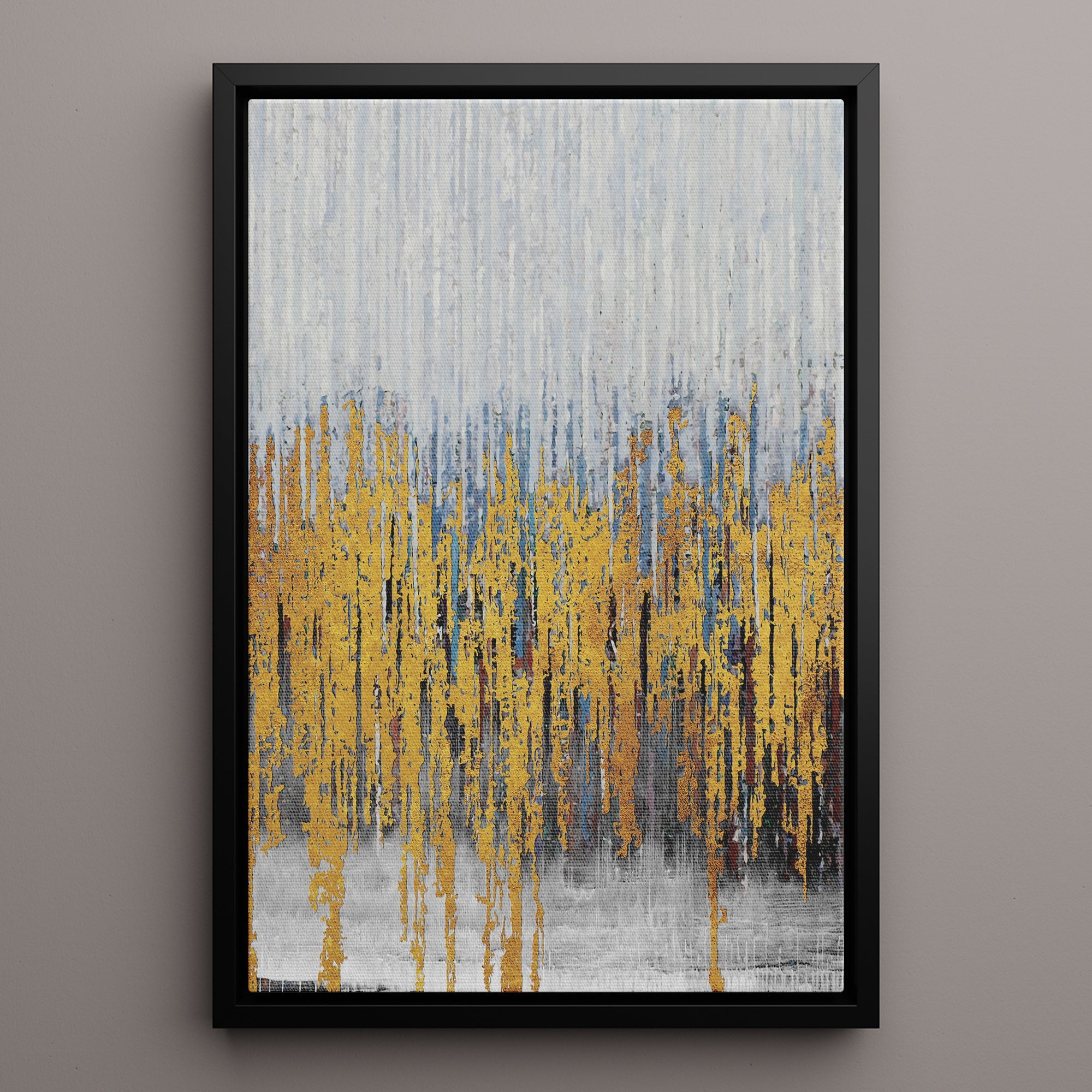 Canvas Wall Art Stretched Over Wooden Frame with Floating Frame and Golden Lines Abstract Painting CV4177 Paintings & Pictures| LOWHA
