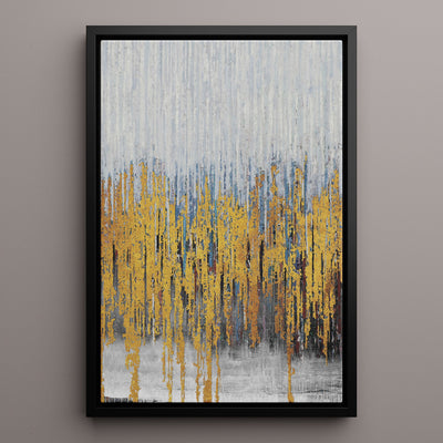 Canvas Wall Art Stretched Over Wooden Frame with Floating Frame and Golden Lines Abstract Painting CV4177 - Al Rugaib Furniture