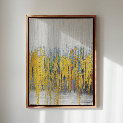 Canvas Wall Art Stretched Over Wooden Frame with Floating Frame and Golden Lines Abstract Painting CV4177 - Al Rugaib Furniture