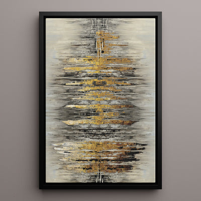 Canvas Wall Art Stretched Over Wooden Frame with Floating Frame and Golden Rays Abstract Painting CV4179 - Al Rugaib Furniture