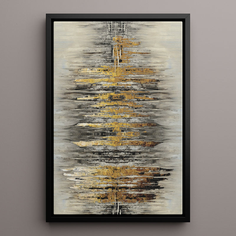 Canvas Wall Art Stretched Over Wooden Frame with Floating Frame and Golden Rays Abstract Painting CV4179 - Al Rugaib Furniture